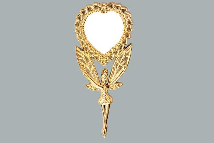 Hand-held Angel Pattern Gold and Silver Metal Mirror for Henna Night Wholesale