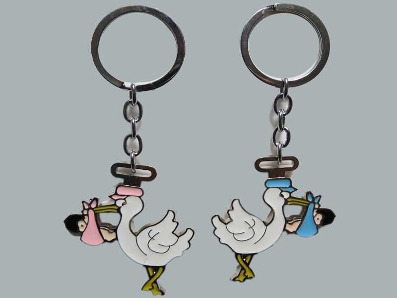 Wholesale Stork Figured Metal Doll Keychain