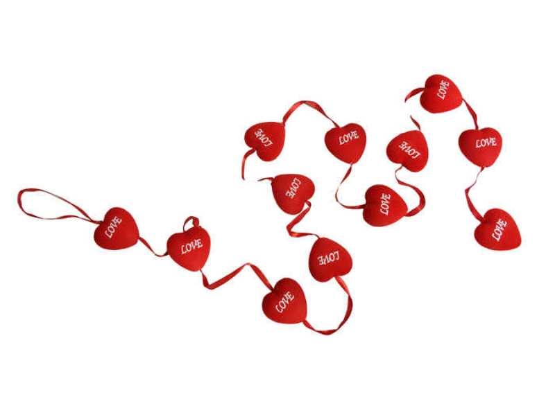 Wholesale Love Written Flock Plated Red Heart Ornament 12 Pieces