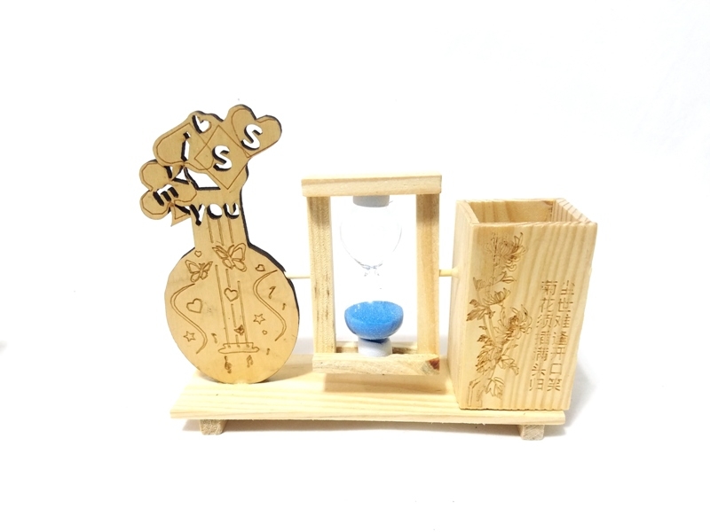 Wholesale Musical Instrument Themed Wooden Hourglass Pen Holder