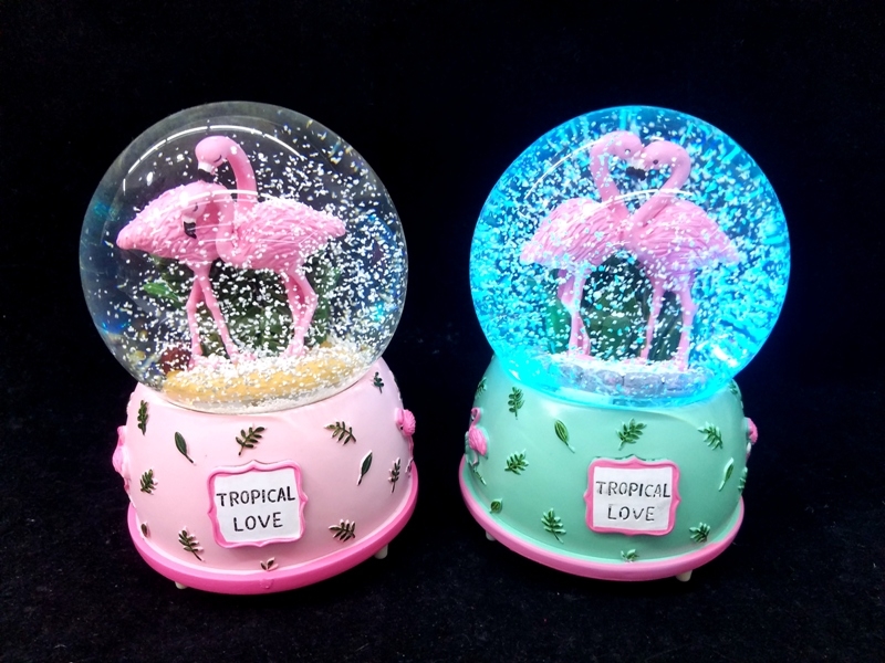 Wholesale Musical Spray Flamingo Snow Globe