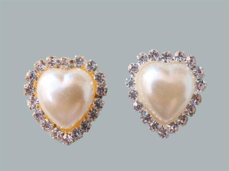 Gold And Silver Heart Pearls With Stones Around For Wholesale Wedding Candy 10 pcs