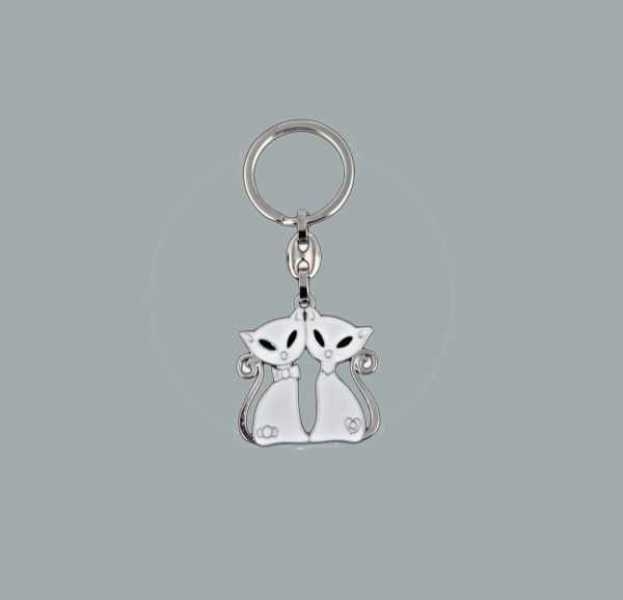 Wholesale Wedding Candy Material Double Cat Metal Keychain