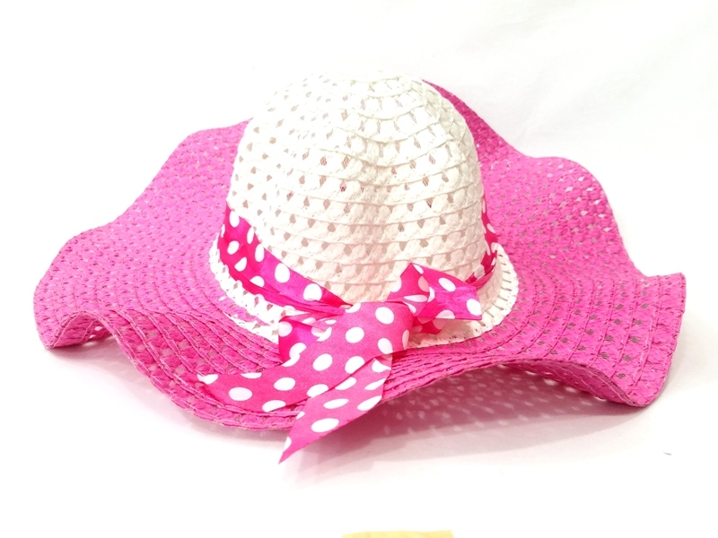 Wholesale Polka Dot Women's Summer Hat With Ribbon