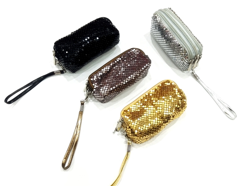 Wholesale Sequin 3 Zipper Wallet