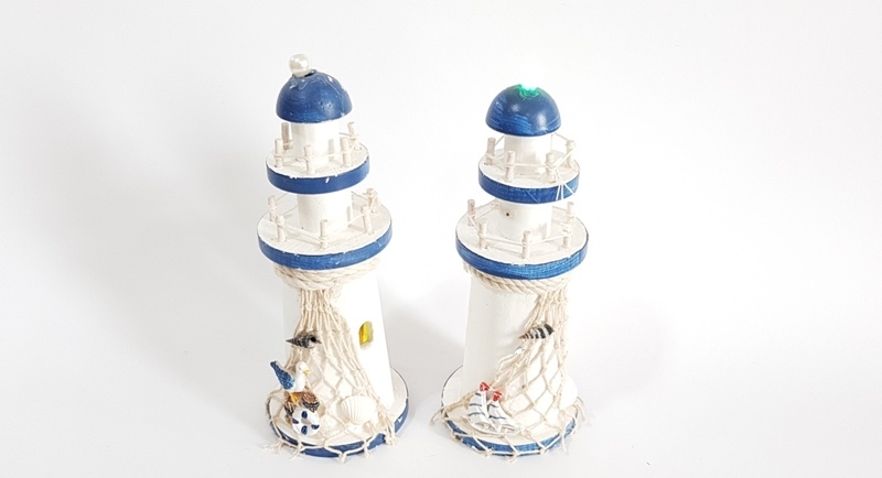 Wholesale Color Changing Illuminated Wooden Lighthouse 24 cm