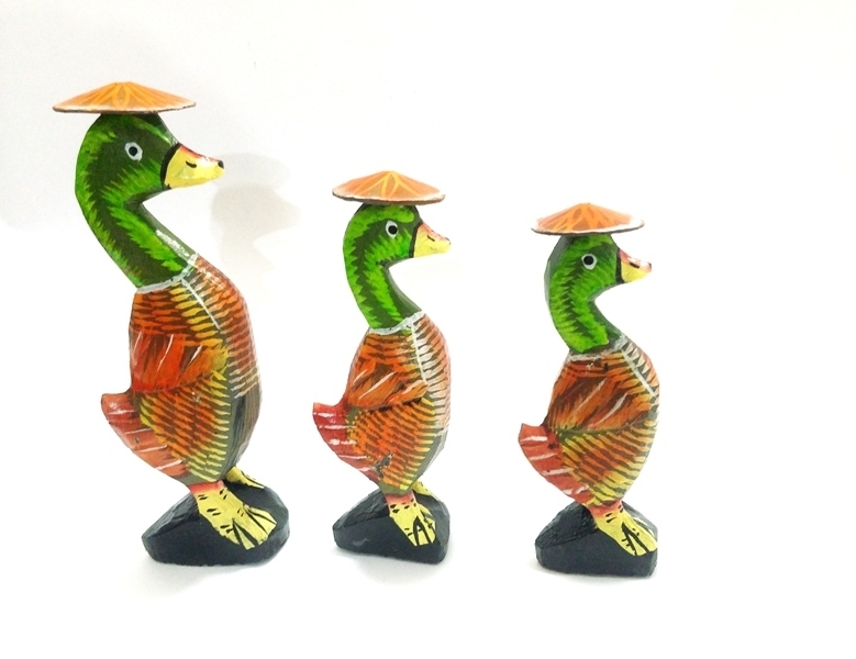 Wholesale Colorful Wooden 3 Piece Duck Trinket Set