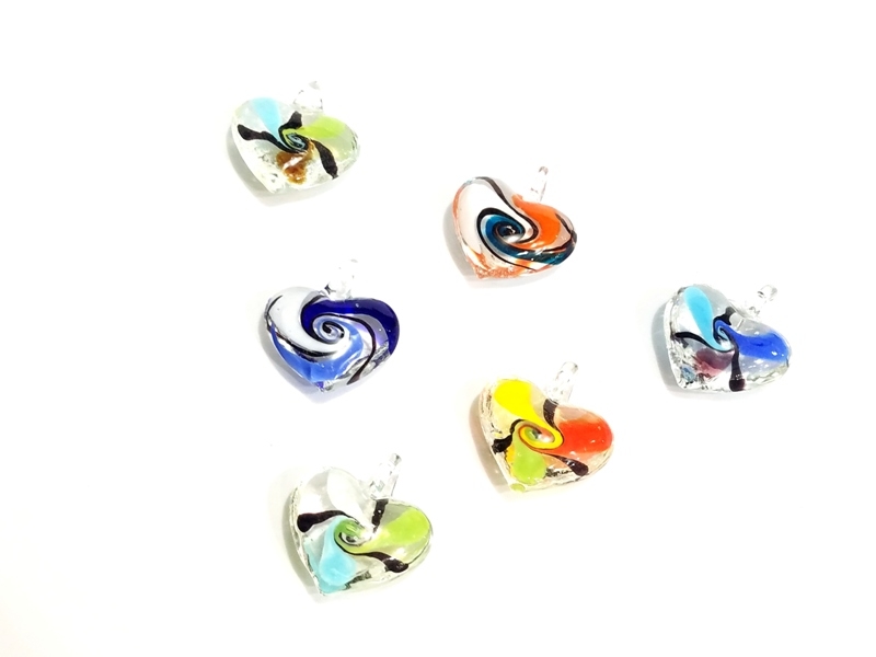 Wholesale Colorful Heart Shaped Glass Pendant