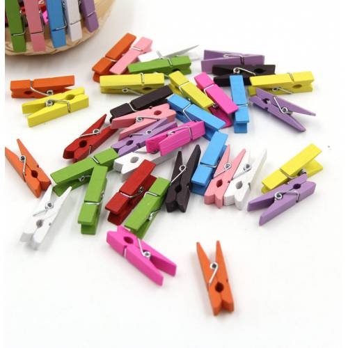 Wholesale Colorful Tiny Wooden Pegs 100pcs