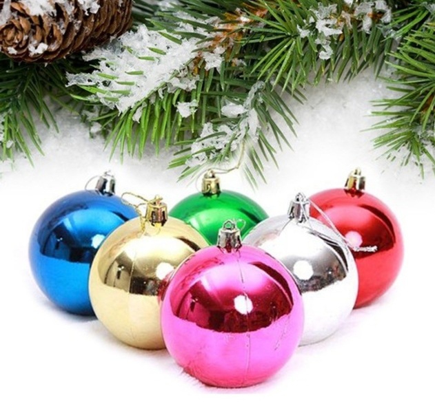 Wholesale Colorful Ball Christmas Tree Ornament 6 pcs 4 cm