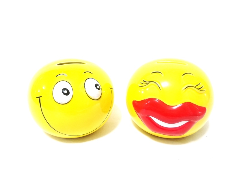 Wholesale Yellow Emoji Smiley Piggy Bank