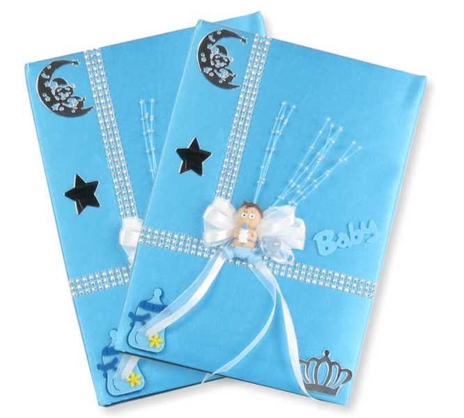 Wholesale Embellished Pink and Blue Baby Memory Book