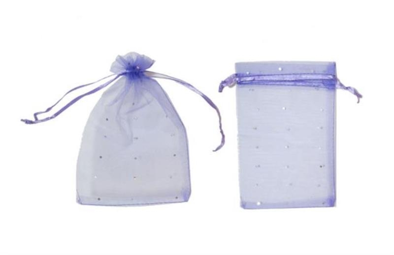 Wholesale Stone Organza Tulle Purple Lilac Cookie and Henna Bags 12x17 cm 50 pcs