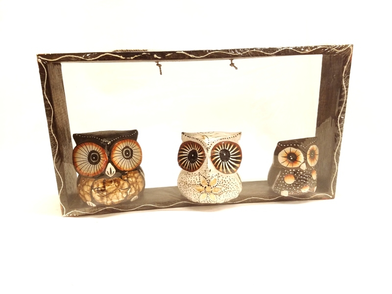 Wholesale Triple Wooden Owl Wall Ornament