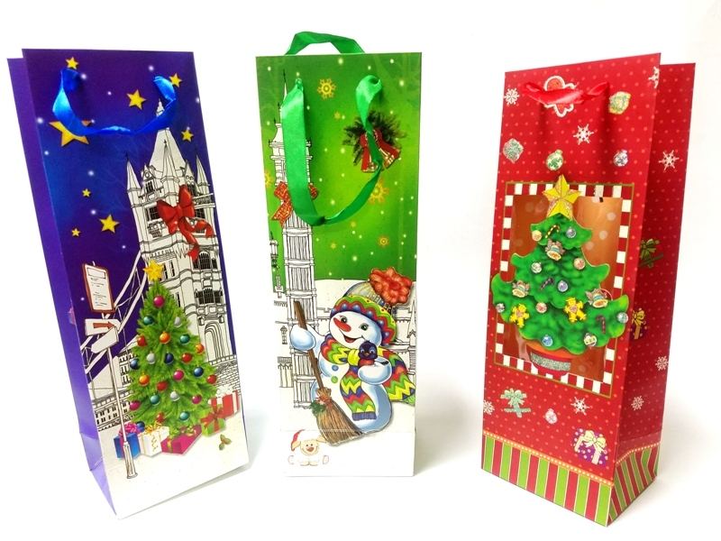 Wholesale Christmas Pattern Wine Bottle Bag