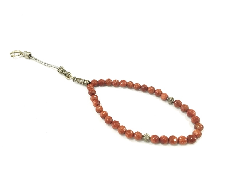 Orange Agate Stone Sphere Cut Rosary