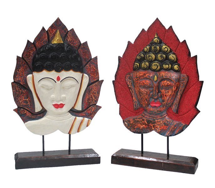 Colorful Buddha Mask In Leaf